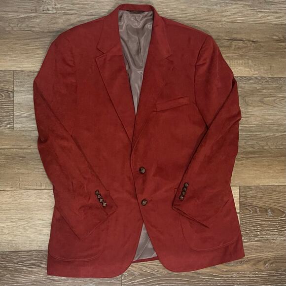 VTG McGregor Velvet Two Button Blazer Jacket Sport Coat Men’s M Rust Red Retro - Picture 2 of 10